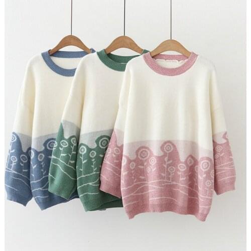 Autumn Winter Pullover Clothing Women Round Collar Long Sleeve Loose Sweater Female Casual Fashion Bottom Sweaters Tops H9462