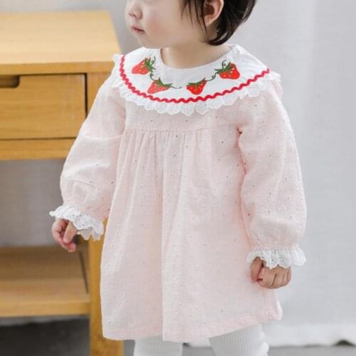 2020 autumn vinatge Spanish embroidered baby girl dress for kids puff sleeve casual princess dress