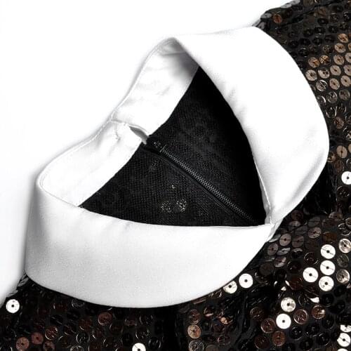 Lapel Chalaza Sleeveless Jacket Income Pocket Hip. Split Joint Overskirt Paillette Suit 2020 Autumn