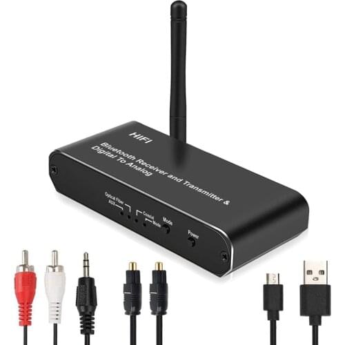 Bluetooth 5.0 Transmitter Receiver, HiFi Wireless Audio Adapter with Antenna, for TV/PC/Speaker/Music Streaming Stereo