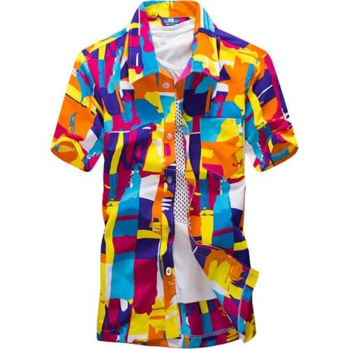 Drop shipping 2017 Summer Designer Hawaiian Shirt Men Casual Short Sleeve Beach Shirt Male