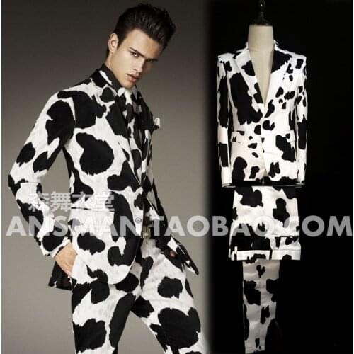 S-5xl 2020 Mens Fashion Bar Nightclub Singer Dj Dress Clothing Male Cows Horse Hair Suit Singer Ds Plus Size Blazers Costumes