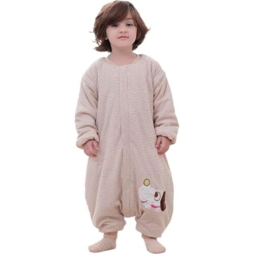 Thick Winter Baby Sleeping Bag Anti-kick Pajama Split Leg Design Long Detachable Sleeves Warm Spring Autumn Toddler Sleep Sack