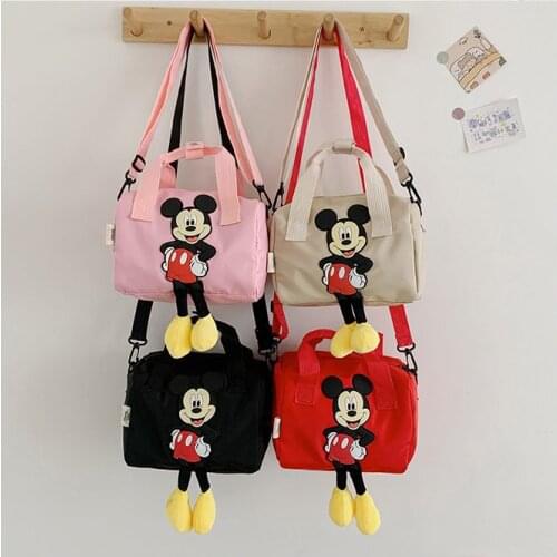 Disney Mickey Mouse Cartoon New Girl Handbag women Storage Bag Girls Cartoon Mickey Mouse Bowling Bag Shoulder Bags