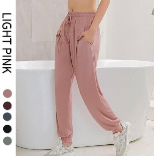 New Solid Color Pocket Thin Yoga Pants Women Loose-fitting Running Fitness Quick-drying High-waist Sports Pants
