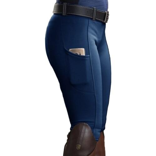 Short Pants Women Sport Pants Solid Color Pocket Hip Lift Elastic Equestrian Pants Horse Racing Trousers Women Sport Pants