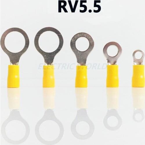 100pcs Wire connector Ring insulated terminal Insulation Terminal RV5.5-4 RV5.5-6 RV5.5-8 Wire Cable Connector wire terminal