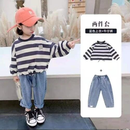 Spring Fashion Toddler Boys Clothing Set Leisure Kids Stripes Hoodie + Jeans 2pcs Childrens Suit Cotton 2-7Y Childrens Outwear