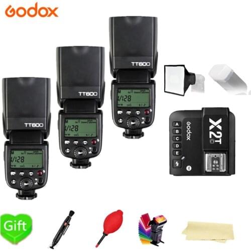 3X Godox TT600 TT600S The Flash Speedlite 2.4G Wireless TTL 1/8000s + X2T-C/N/S/F/O/P Trigger for Canon Nikon sony fuji olympus