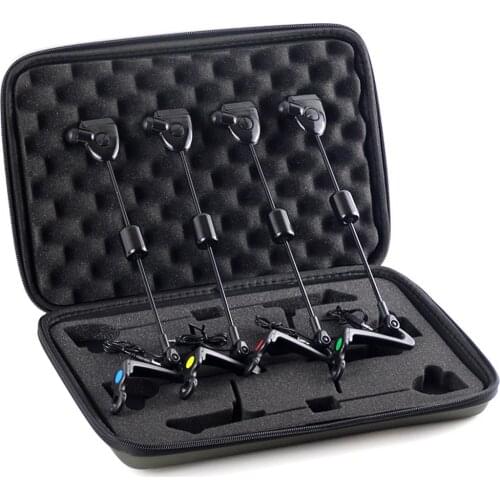 4Pcs/Set 4 LED Color Indicator Bite Alarm Fishing Swinger Set with Storage Pouch Sea pole bite line signaler