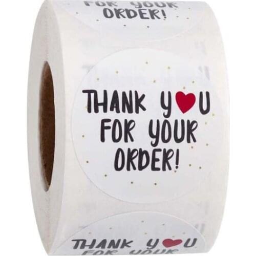 500pcs/roll Round Thank You for Your Order Heart Sticker Handmade Seal Labels Scrapbooking Decor