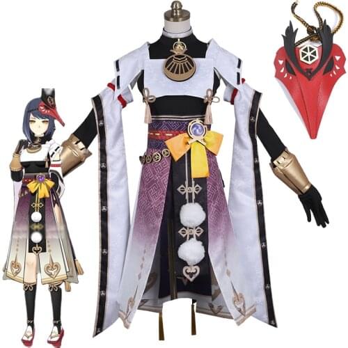 Anime Genshin Impact Sara Game Suit Gorgeous Kimono Uniform Cosplay Costume Halloween Carnival Outfit For Women
