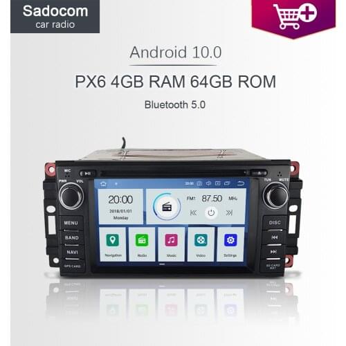 PX6 1 din Android 10.0 6 core 4GB RAM 64G ROM Car DVD Player autoradio For Jeep Compass Commander Wrangler Chrysler Sebring 300C