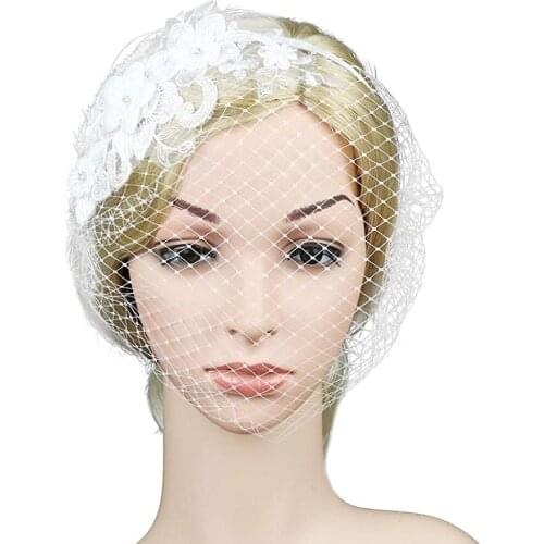 White Wedding Mask Stereoscopic Flower Hang-ear Face Jewelry For Women Blended Fabric Elegant Mask Accessories Party