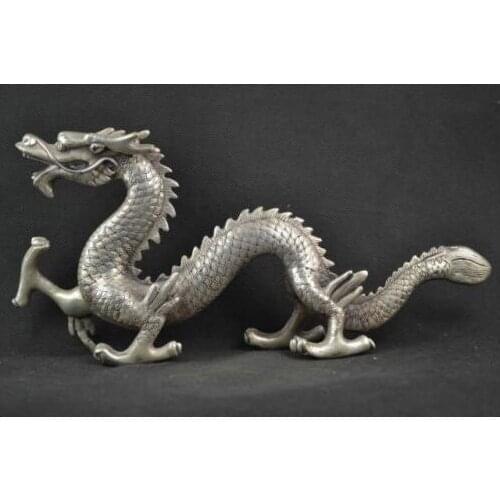Free Shipping zhrui66352+++Decorated Silver Carving Lifelike Dragon Rare Noble Statues