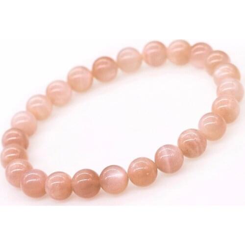 High Grade DIY Sunstone Beads Bracelet Women Fashion Precious Elastic Jewelry For Yoga Men Women For Chrismas Gift Present