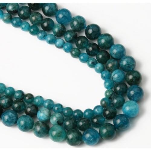 6mm-10mm Natural Stone Beads Blue Apatite Round Loose Spacer Beads for Jewelry Making Diy Bracelet Necklace Supplies 15 Inches