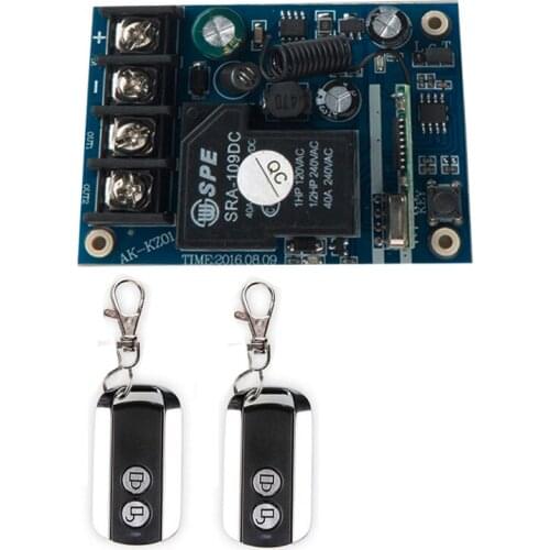 DC12V 24V 36V 48V 10A 1CH Wireless Remote Control Switch System 1pcs Receiver & 2pcs 2 Keys metal waterproof Remote