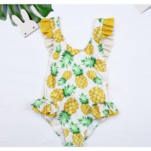 Girls One Piece Swimsuit Baby Swimwear Child Backless Bathing Suit Cute Bow Maiden Ruffle Beachwear Infant Triangle Bikini 3-8Y