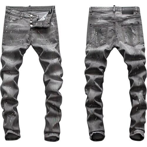 Dsq jeans European Style mens D2 Italy brand jeans elastic Men Slim jeans denim trousers zipper blue jeans Pencil Pants for men