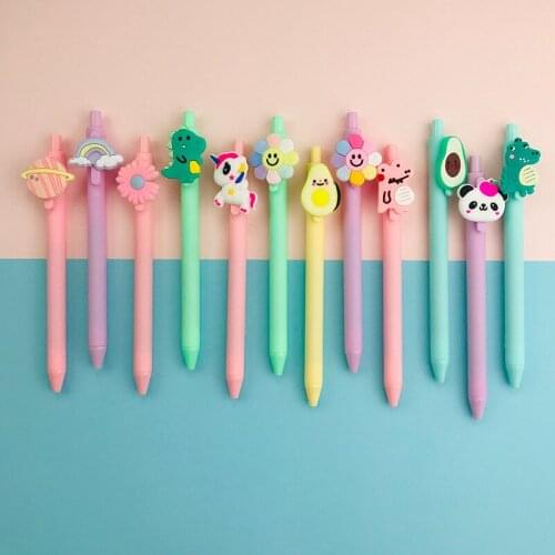 48 pcs/lot Dinosaur Avocado unicorn Flower Press Gel Pen Cute 0.5mm Signature Pens School writing Supplies Promotional Gift