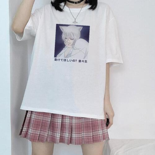 Cotton Tee Shirt Girls Japan Style Anime Kamisama Momozono Nanami Print Short Sleeve T-shirt Women Clothes Summer O-neck Tops