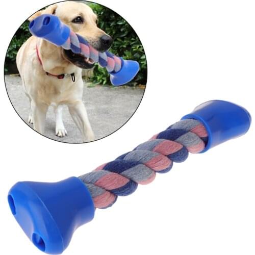 Pet Toy Dog Blend Cotton Rope Bone Shape Bite Chew Braided Interactive Teeth