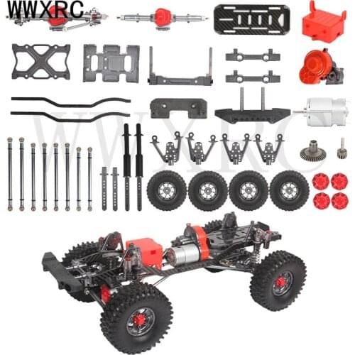 313mm Metal Chassis Kit 12.3" Wheelbase with Transmission Aluminium Axle Carbon Fiber Frame Rail for 1/10 RC Crawler