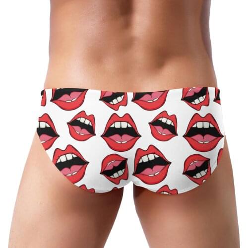 Summer Men Swimsuit Sexy Lips Kiss triangle Trunks Sexy Low Waist Swimwear Fashion Beach Surf Board Shorts