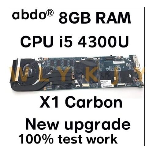 Laptop motherboard for Lenovo for Thinkpad X1 Carbon I5-4300U 8GB Mainboard 00HN767 12298-2 48.4LY06.021 DDR3