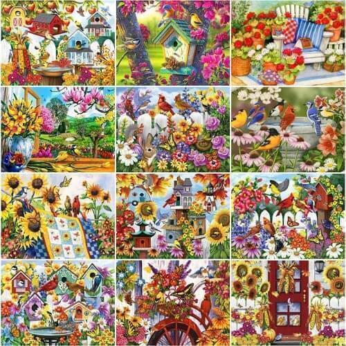MomoArt Diamond Mosaic Bird Crafts Diamond Painting Animal Cross Stitch Embroidery Flower Picture Of Rhinestone Decor For Home