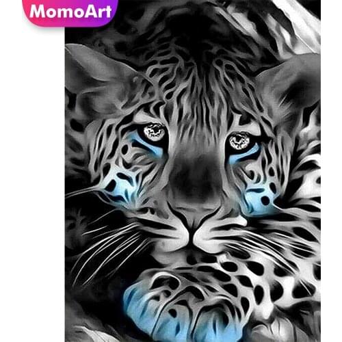 MomoArt Diamond Mosaic Leopard Cross Stitch Kits Diamond Embroidery Animal Full Drill Square Art Painting Crafts Handmade Gift