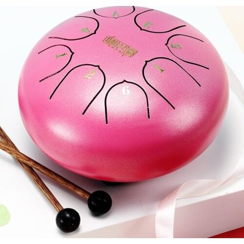 Hluru C Lotus Kid knock Steel tongue Percussion Musical instrument Ethereal Zen drum pan 8 notes 6 inch Tambourine gift handpan