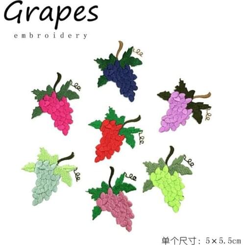 50pcs/Lot Grape Embroidery Embroidery Patches Letters Clothing Decoration Accessories Diy Iron Heat Transfer Applique Clothes
