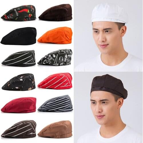 New Fashion Colors Striped Chef Hat Hotel Uniform Cooking Hats Catering Restaurant Hat Working Wear Hat Casual Soft Caps 57-62cm