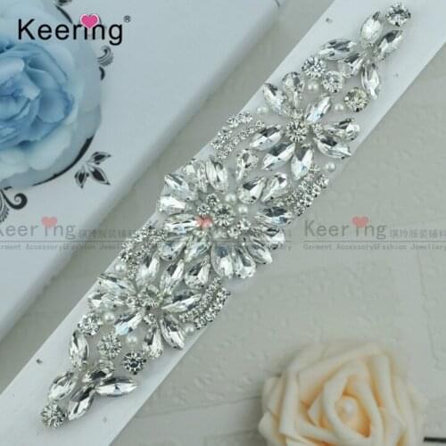 NEW) Fashion Pretty Sparkling Crystal Rhinestone Applique For Bridal Sash WRA-912