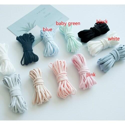 New soft pink green white and back colorful Baby with Soft 5mm Flat Elastic Band 5mm Hollow soft elastic band string