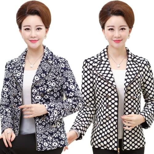 2020 Spring New Coat & Jacket Middle-aged Womens Outerwear Short Plus Size 5XL Elegant Ladies Printing Zipper Coat Mother Dress
