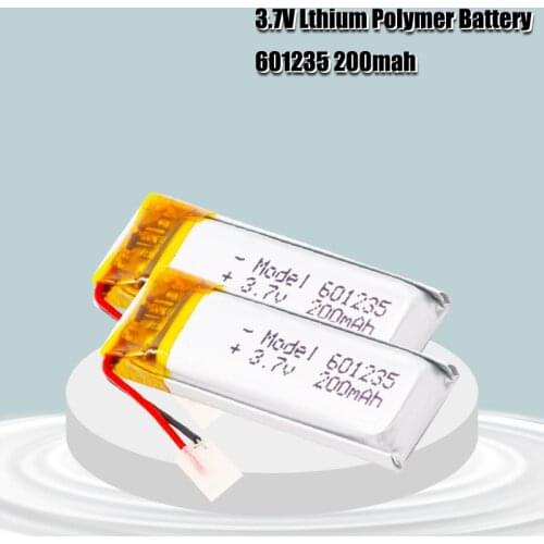3.7V 200mAh Rechargeable Battery 601235 Lithium Polymer Li-Po ion batteries For DIY Mp3 GPS PSP bluetooth Headphone Headset