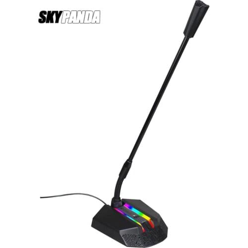 PC USB Microphone RGB Light-emitting 360 Degree Free Drive HD Sound Card Noise Reduction Lossless Receiver