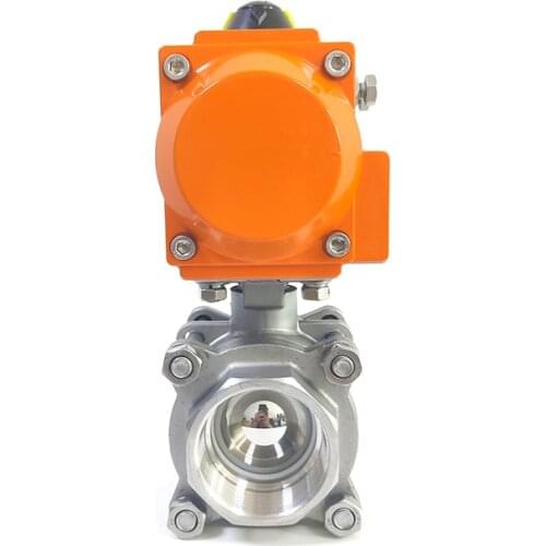 DN15 Three piece High Platform Pneumatic Ball Valve Stainless steel Q611F-16P Double Acting Cylinder