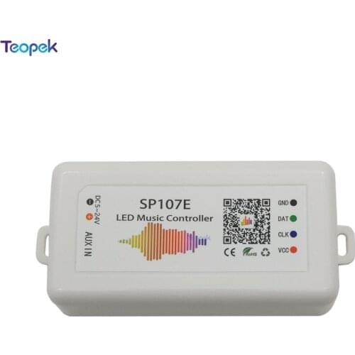 SP107E SPI Led Music Controller Bluetooth For WS2812B WS2811 SK6812 UCS1903 LPD6803 WS2801 Led Pixel Strip Light DC5-24V