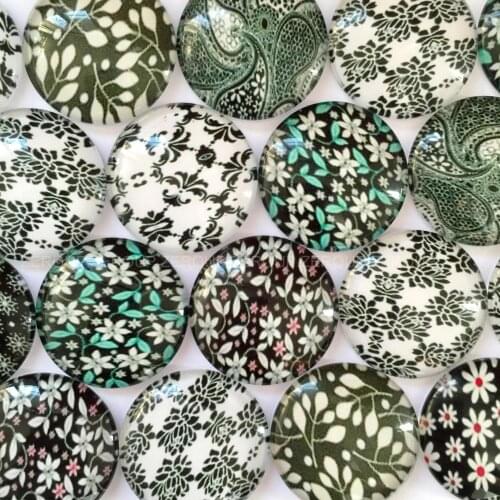 ZEROUP 12mm 20mm Round Photo Glass Cabochon Mixed Pattern Fit Cameo Base Setting for Jewelry Flatback TP-098