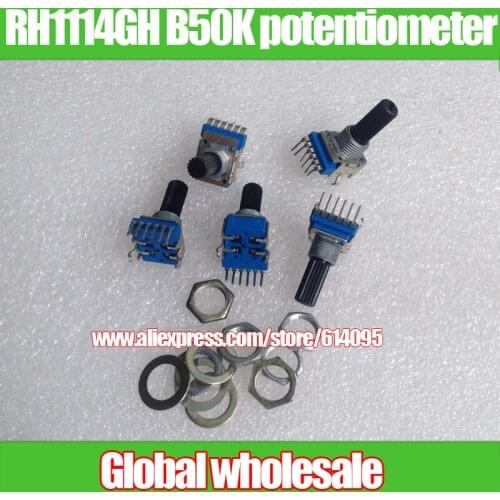 5pcs RH1114GH 142 vertical double potentiometer / B50K 6 foot long handle 18MM potentiometer