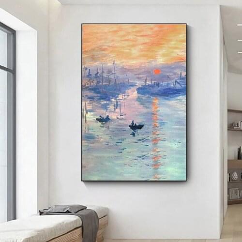 Sunrise oil painting canvas wall art painting landscape painting abstract sea office sitting room adornment