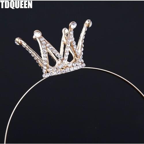 TDQUEEN Hair Jewelry Little Girl Tiara Headband Gold Color Cute Crystal Tiara Girl Crown Hairbands Headbands for Women