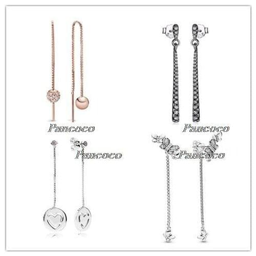 925 Sterling Silver Earring Rose Polished & Pave Bead Studs Earring For Women Wedding Party Gift Fashion Jewelry