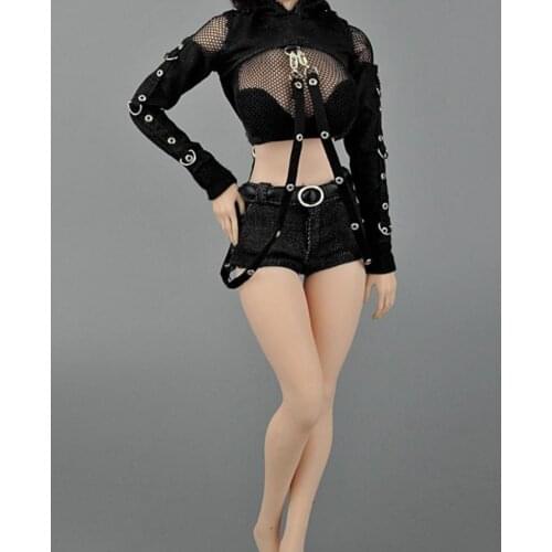 Costume 1/6 Womens Figure Hooded Top Black for HT Toys 12 Inch Doll Accs
