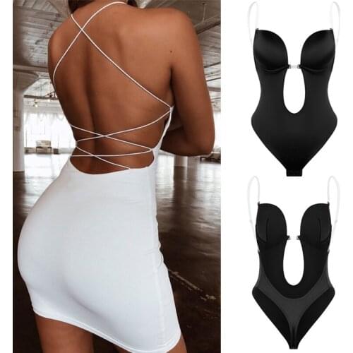 Women Full Body Shaper Slimming Bodysuit Women Deep V-Neck Waist Trainer Push Up Wedding Party Underwear Sexy Shapewear