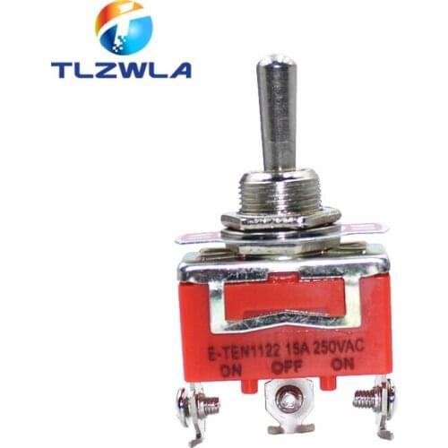 10Pcs E-TEN1122 15A 250V AC 3PIN ON-OFF-ON 12mm Toggle Switch Rocker Switch Power e-ten1122